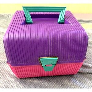 Vintage Sassaby Purple/Pink Makeup Case Organizer Storage